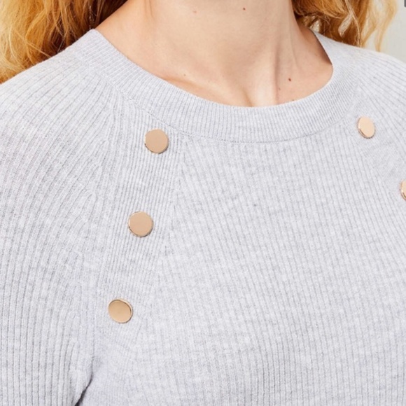 NWT Loft Button Trim Grey sweater (XS) - Picture 3 of 3